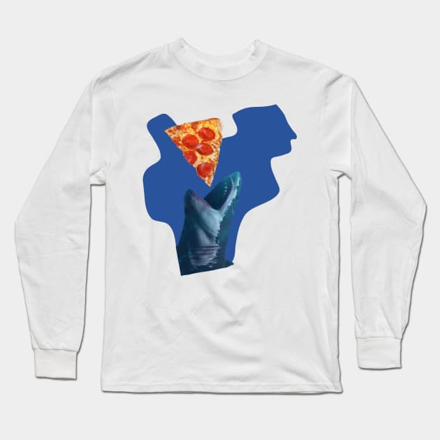 The shark eats the pizza Long Sleeve T-Shirt by jaml-12